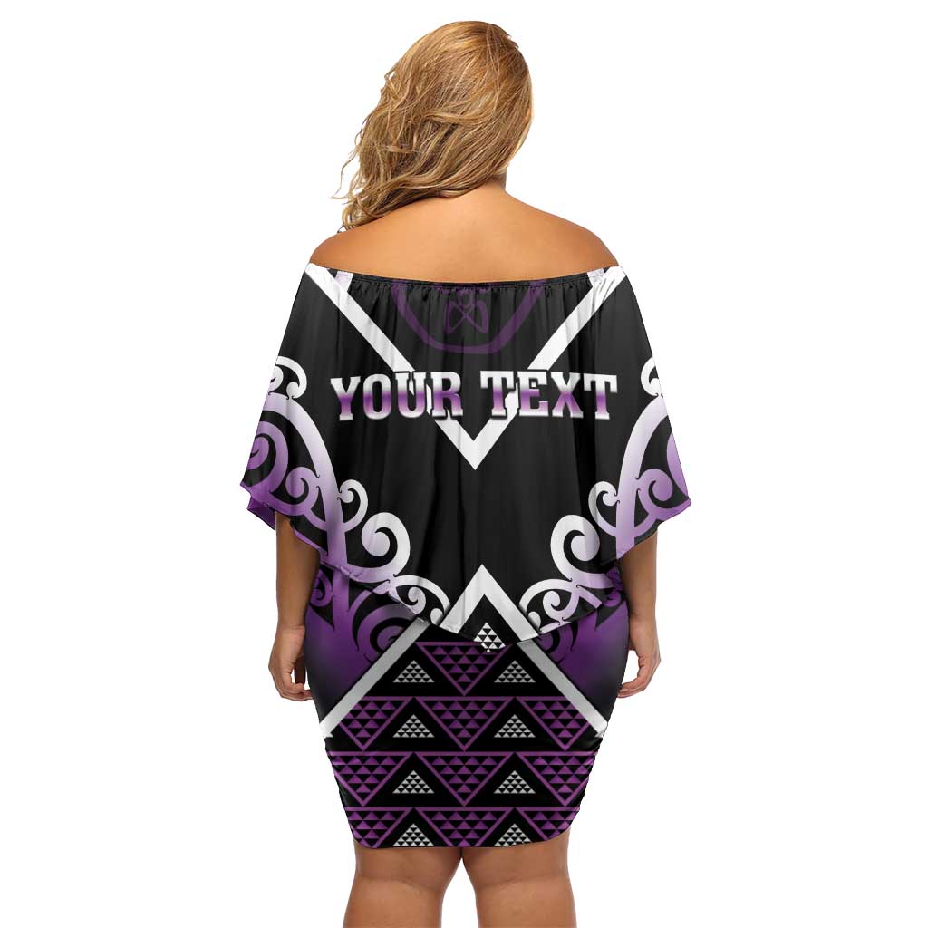 Personalised Aotearoa Moriori Off Shoulder Short Dress Maori Pattern New Zealand - Polynesian Pride