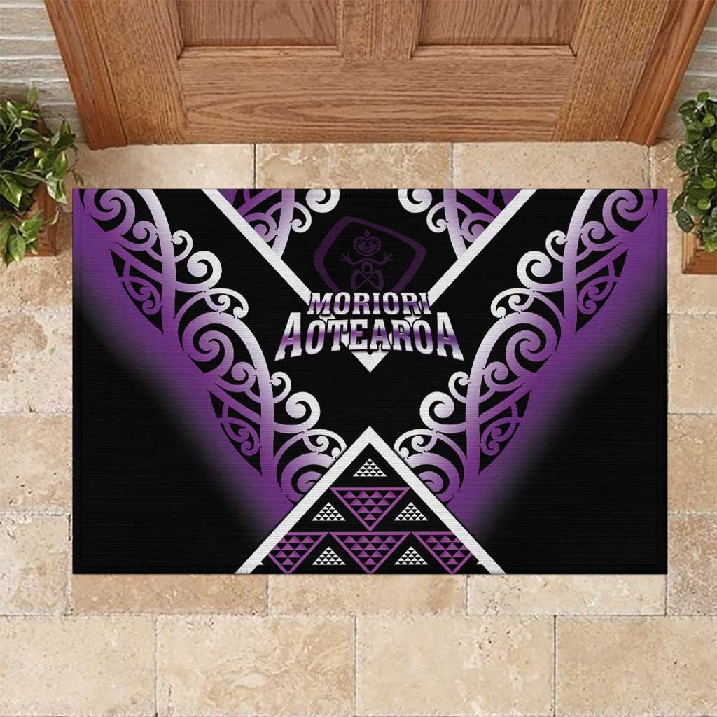 Aotearoa Moriori Rubber Doormat Maori Pattern New Zealand LT05 Purple - Polynesian Pride