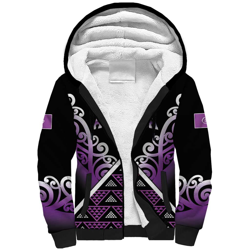 Personalised Aotearoa Moriori Sherpa Hoodie Maori Pattern New Zealand LT05 Unisex Purple - Polynesian Pride