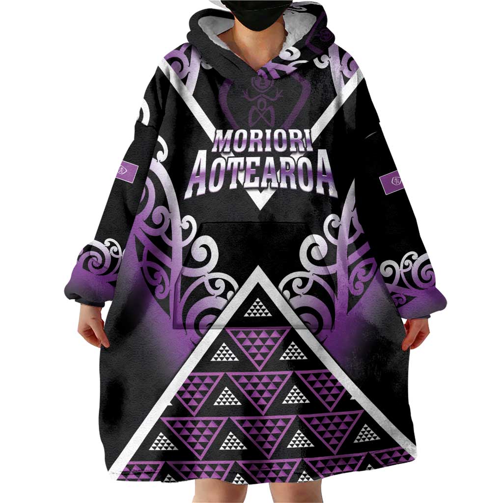 Personalised Aotearoa Moriori Wearable Blanket Hoodie Maori Pattern New Zealand LT05 - Polynesian Pride