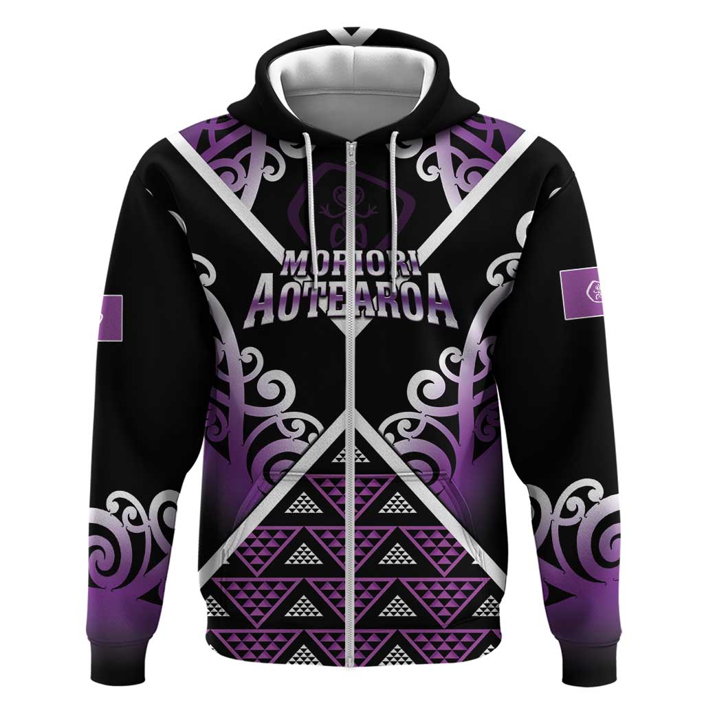 Personalised Aotearoa Moriori Zip Hoodie Maori Pattern New Zealand - Polynesian Pride