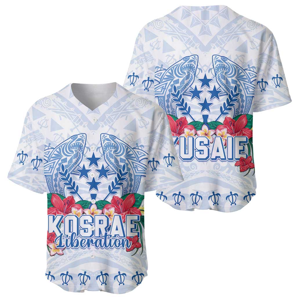 Happy Kosrae Liberation Day Baseball Jersey Polynesian Shark Turtle Motif
