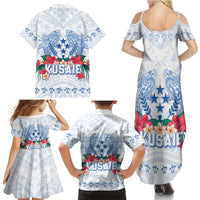 Happy Kosrae Liberation Day Family Matching Summer Maxi Dress and Hawaiian Shirt Polynesian Shark Turtle Motif