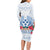 Happy Kosrae Liberation Day Long Sleeve Bodycon Dress Polynesian Shark Turtle Motif