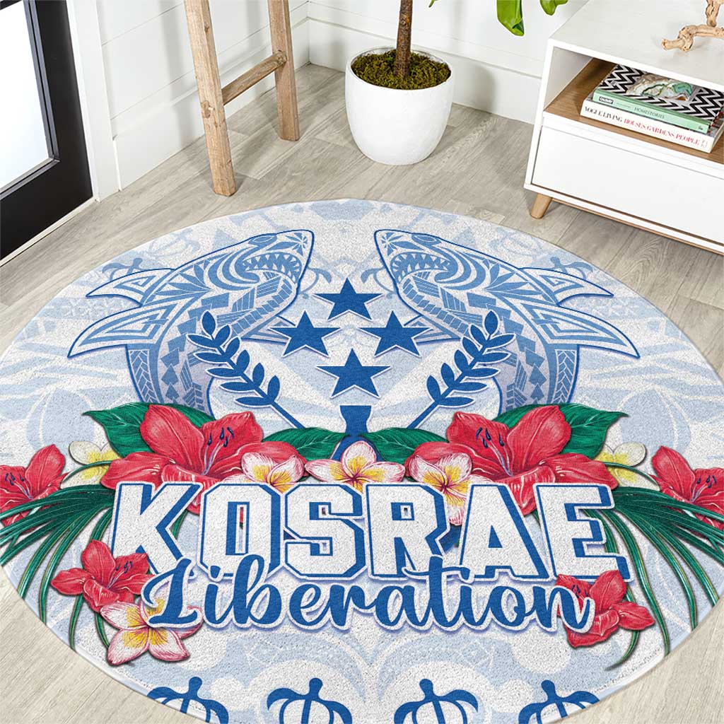 Happy Kosrae Liberation Day Round Carpet Polynesian Shark Turtle Motif