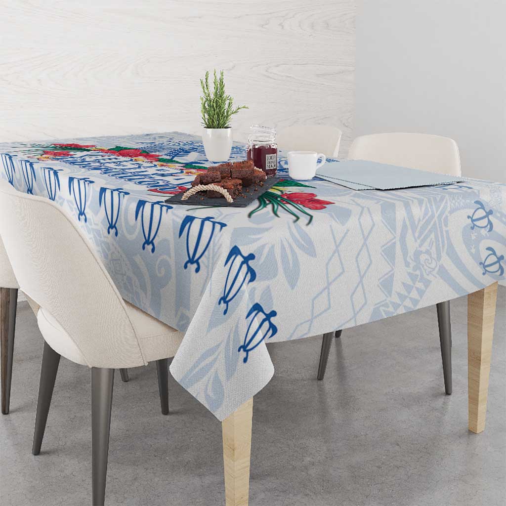 Happy Kosrae Liberation Day Tablecloth Polynesian Shark Turtle Motif