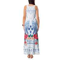 Happy Kosrae Liberation Day Tank Maxi Dress Polynesian Shark Turtle Motif
