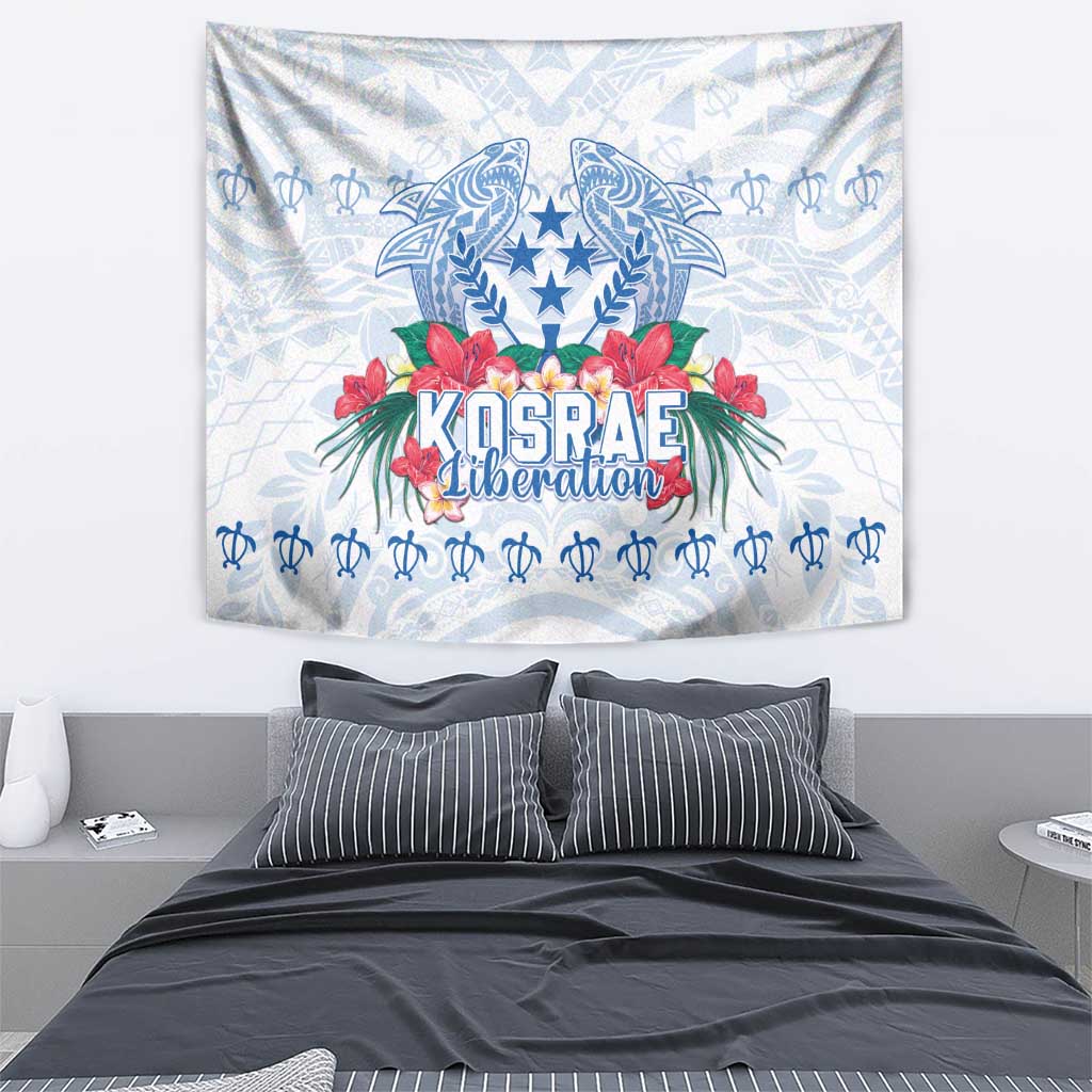 Happy Kosrae Liberation Day Tapestry Polynesian Shark Turtle Motif