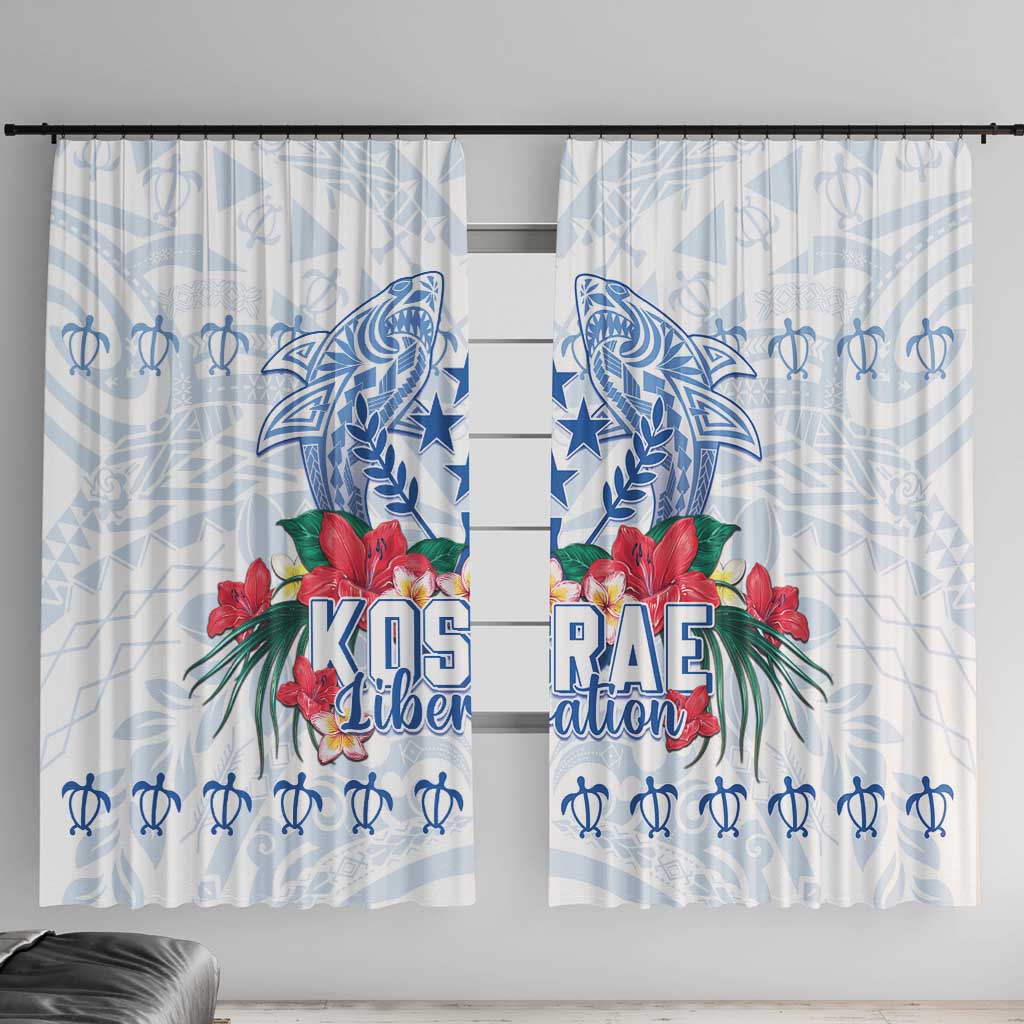 Happy Kosrae Liberation Day Window Curtain Polynesian Shark Turtle Motif