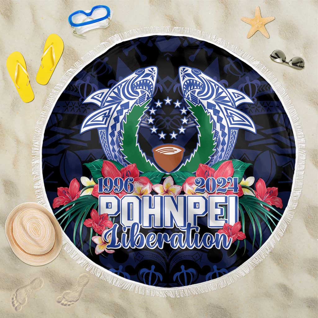 Happy Pohnpei Liberation Day Beach Blanket Polynesian Shark Turtle Motif