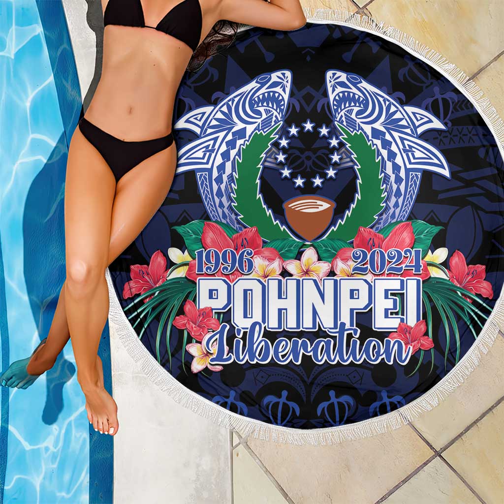 Happy Pohnpei Liberation Day Beach Blanket Polynesian Shark Turtle Motif LT05 - Polynesian Pride