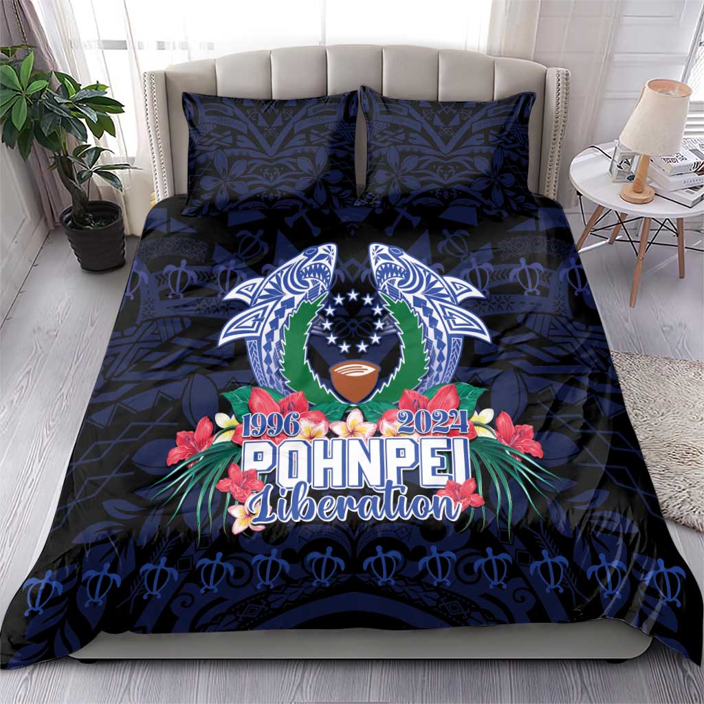 Happy Pohnpei Liberation Day Bedding Set Polynesian Shark Turtle Motif LT05 - Polynesian Pride