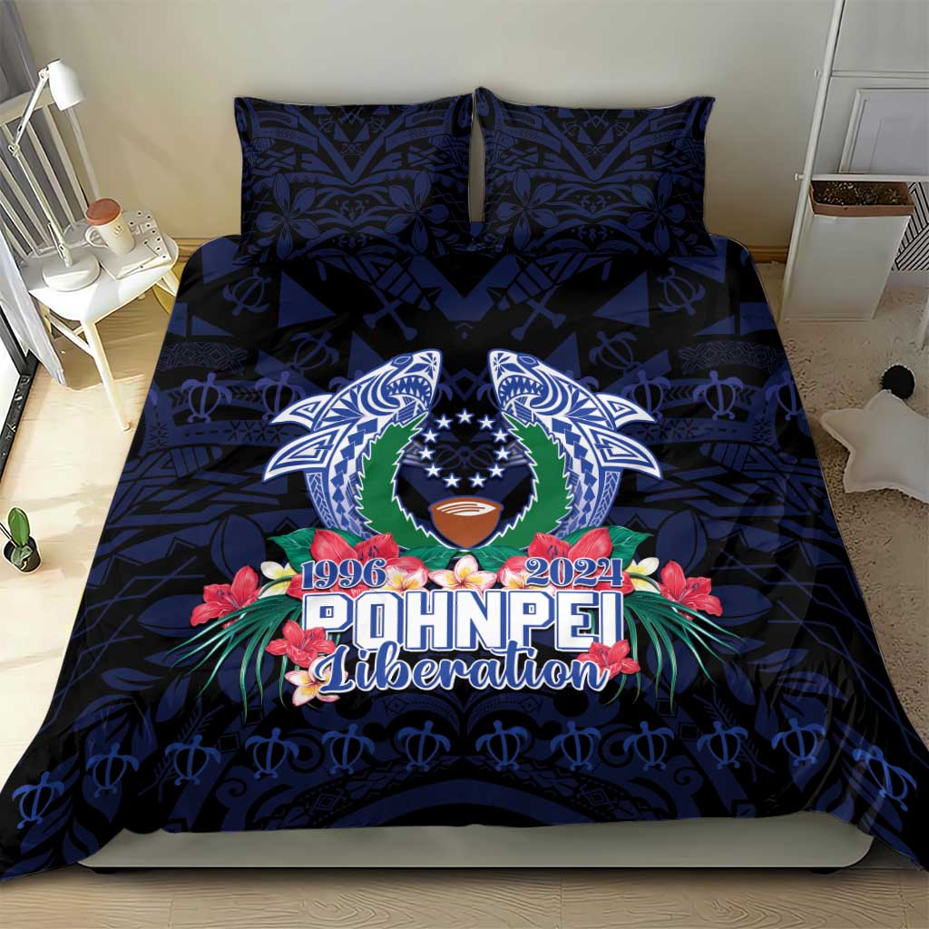 Happy Pohnpei Liberation Day Bedding Set Polynesian Shark Turtle Motif LT05 - Polynesian Pride