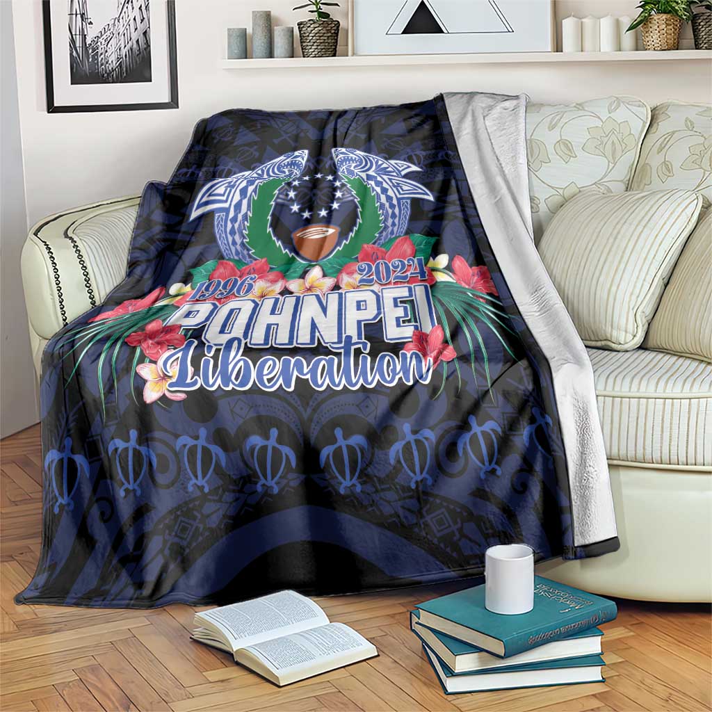 Happy Pohnpei Liberation Day Blanket Polynesian Shark Turtle Motif