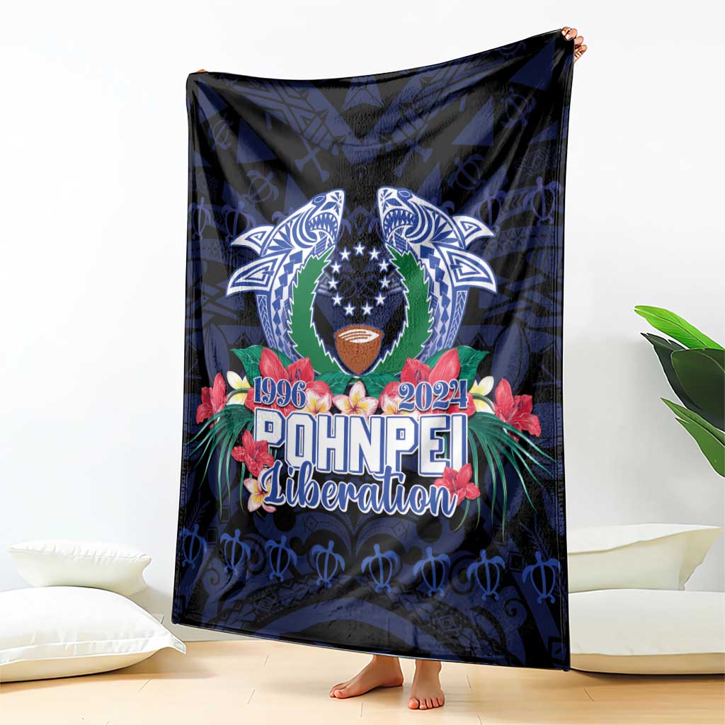 Happy Pohnpei Liberation Day Blanket Polynesian Shark Turtle Motif LT05 - Polynesian Pride