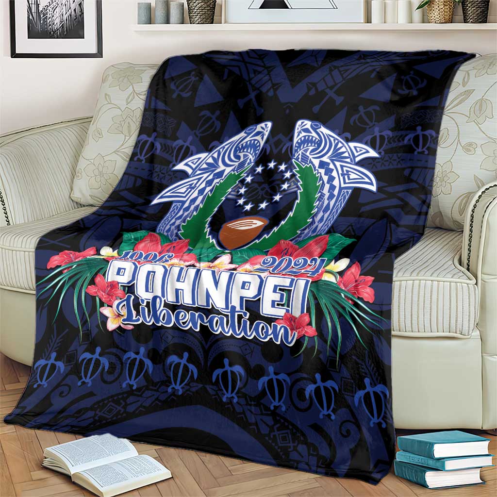Happy Pohnpei Liberation Day Blanket Polynesian Shark Turtle Motif LT05 - Polynesian Pride