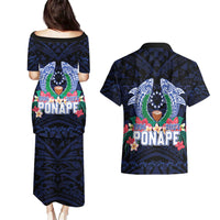 Happy Pohnpei Liberation Day Couples Matching Puletasi and Hawaiian Shirt Polynesian Shark Turtle Motif LT05 - Polynesian Pride