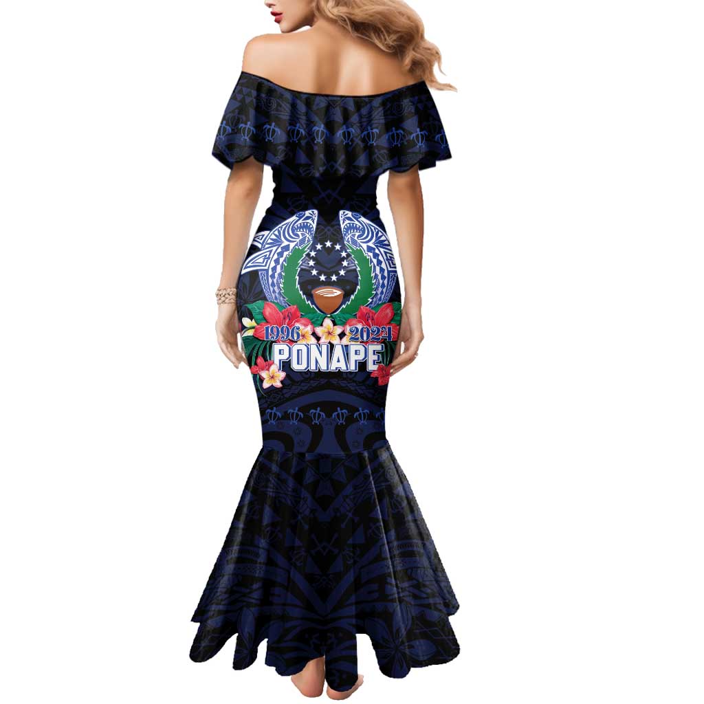 Happy Pohnpei Liberation Day Family Matching Mermaid Dress and Hawaiian Shirt Polynesian Shark Turtle Motif