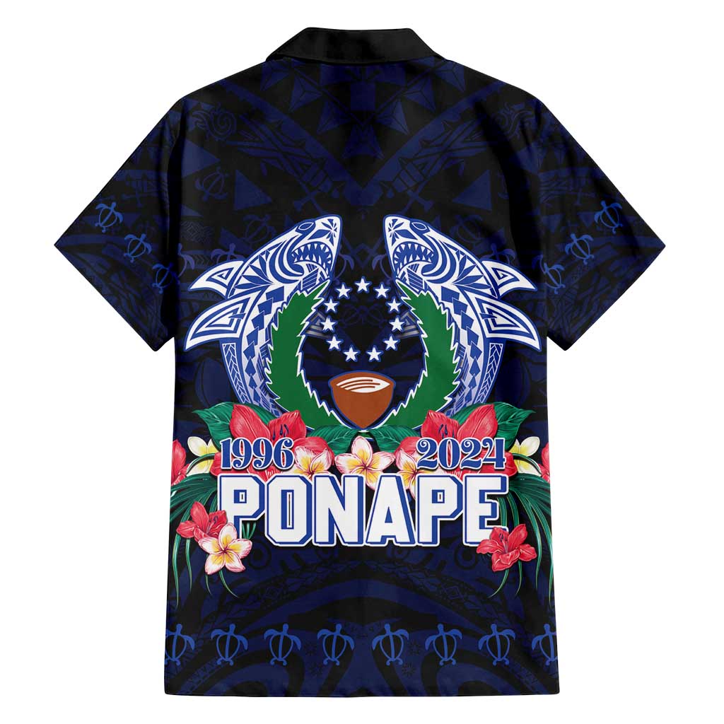 Happy Pohnpei Liberation Day Family Matching Off Shoulder Maxi Dress and Hawaiian Shirt Polynesian Shark Turtle Motif