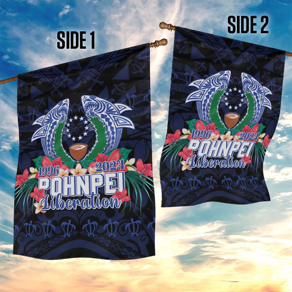 Happy Pohnpei Liberation Day Garden Flag Polynesian Shark Turtle Motif LT05 - Polynesian Pride