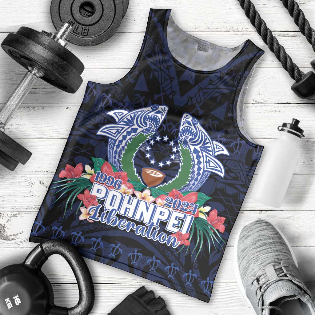 Happy Pohnpei Liberation Day Men Tank Top Polynesian Shark Turtle Motif LT05 - Polynesian Pride