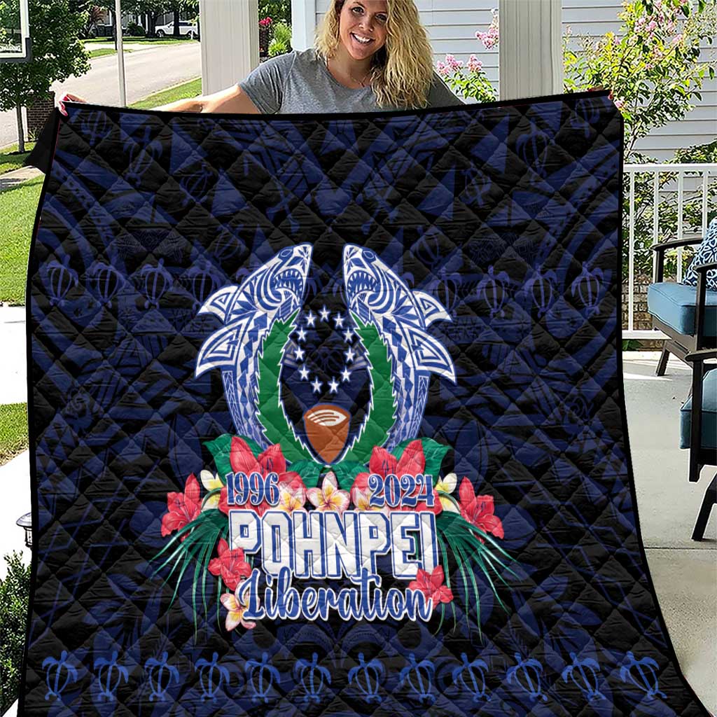 Happy Pohnpei Liberation Day Quilt Polynesian Shark Turtle Motif