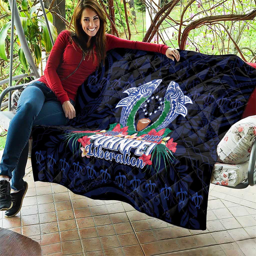 Happy Pohnpei Liberation Day Quilt Polynesian Shark Turtle Motif