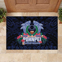 Happy Pohnpei Liberation Day Rubber Doormat Polynesian Shark Turtle Motif LT05 Blue - Polynesian Pride