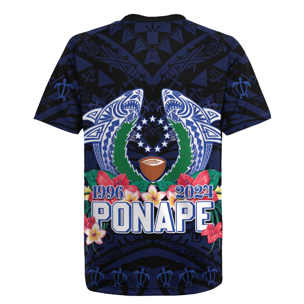 Happy Pohnpei Liberation Day Rugby Jersey Polynesian Shark Turtle Motif LT05 - Polynesian Pride
