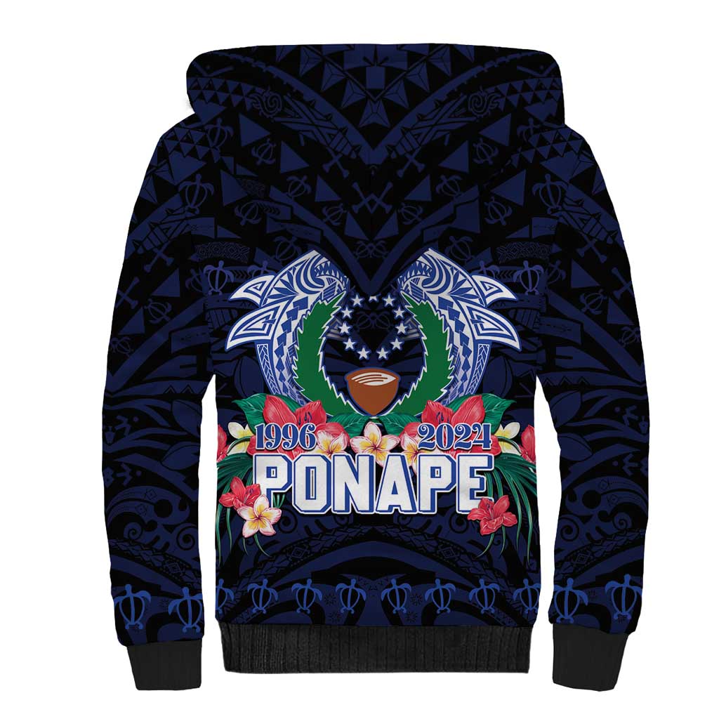 Happy Pohnpei Liberation Day Sherpa Hoodie Polynesian Shark Turtle Motif LT05 - Polynesian Pride