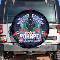 Happy Pohnpei Liberation Day Spare Tire Cover Polynesian Shark Turtle Motif LT05 Blue - Polynesian Pride