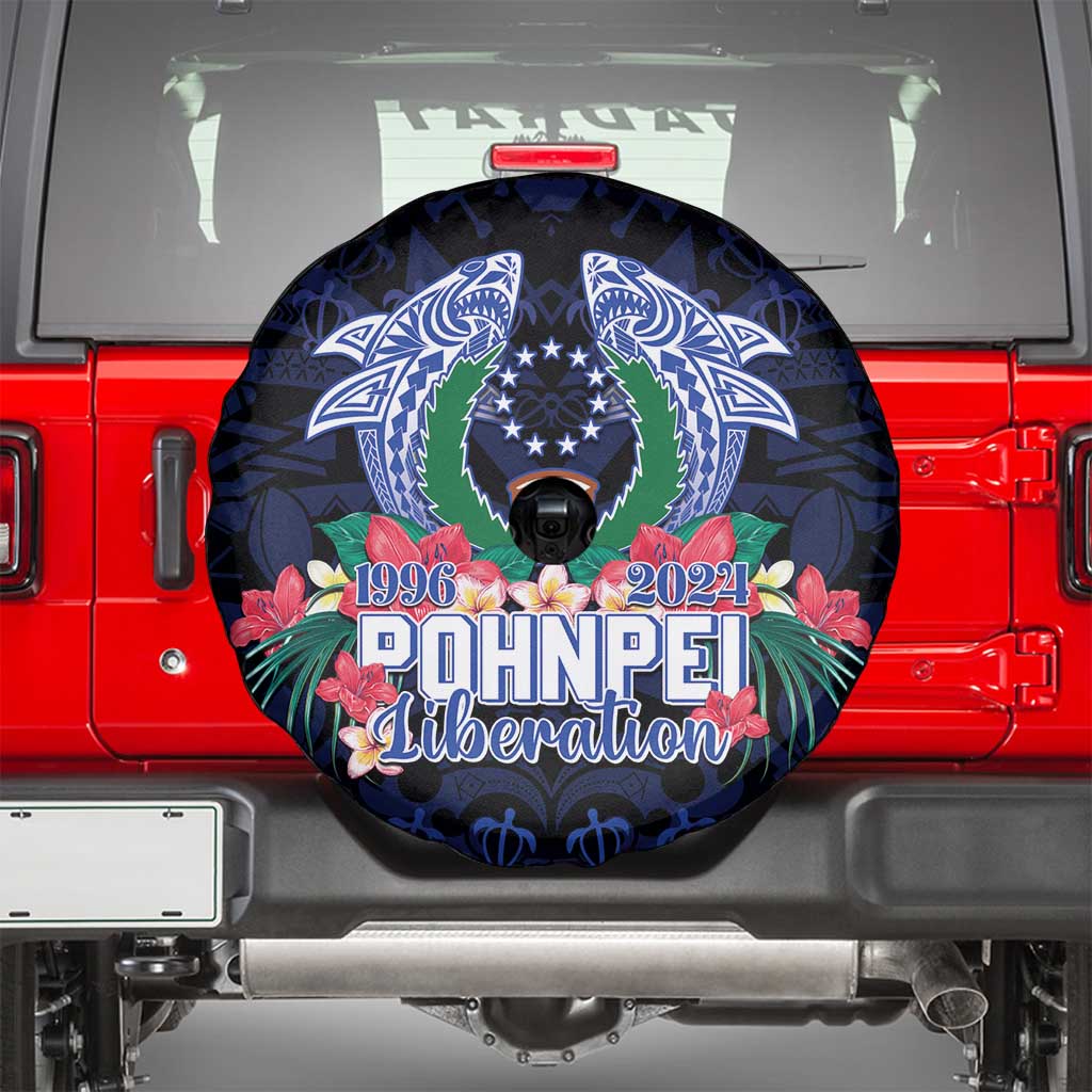 Happy Pohnpei Liberation Day Spare Tire Cover Polynesian Shark Turtle Motif LT05 - Polynesian Pride