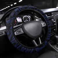 Happy Pohnpei Liberation Day Steering Wheel Cover Polynesian Shark Turtle Motif LT05 Universal Fit Blue - Polynesian Pride