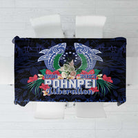 Happy Pohnpei Liberation Day Tablecloth Polynesian Shark Turtle Motif LT05 Blue - Polynesian Pride