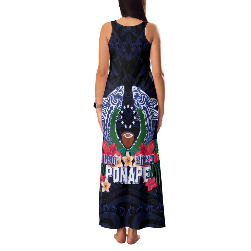 Happy Pohnpei Liberation Day Tank Maxi Dress Polynesian Shark Turtle Motif LT05 - Polynesian Pride
