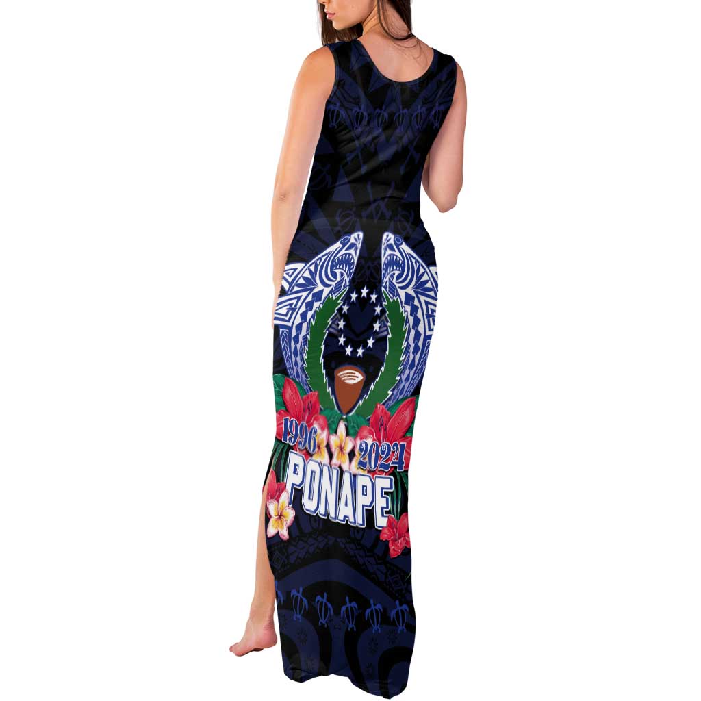 Happy Pohnpei Liberation Day Tank Maxi Dress Polynesian Shark Turtle Motif LT05 - Polynesian Pride