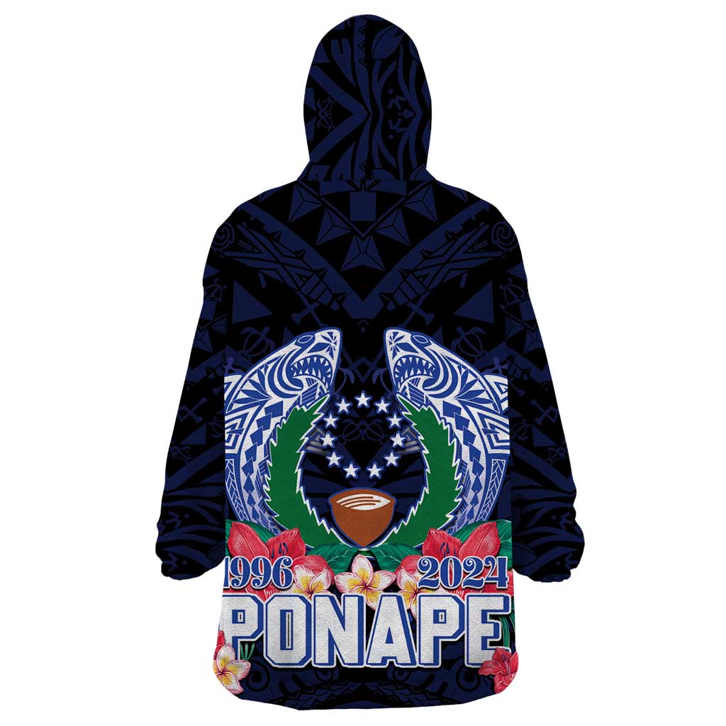 Happy Pohnpei Liberation Day Wearable Blanket Hoodie Polynesian Shark Turtle Motif LT05 - Polynesian Pride