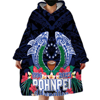 Happy Pohnpei Liberation Day Wearable Blanket Hoodie Polynesian Shark Turtle Motif LT05 - Polynesian Pride