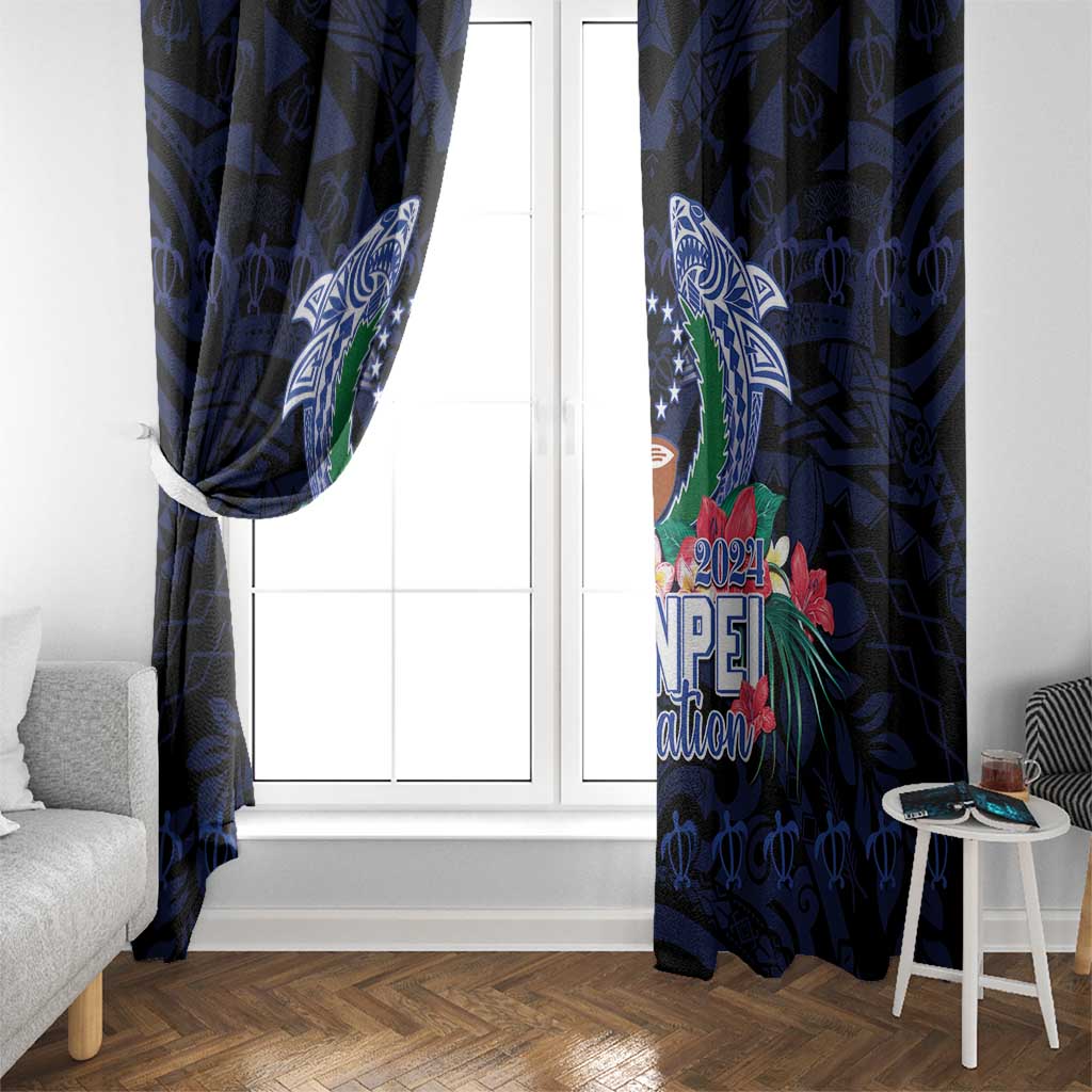 Happy Pohnpei Liberation Day Window Curtain Polynesian Shark Turtle Motif LT05 - Polynesian Pride