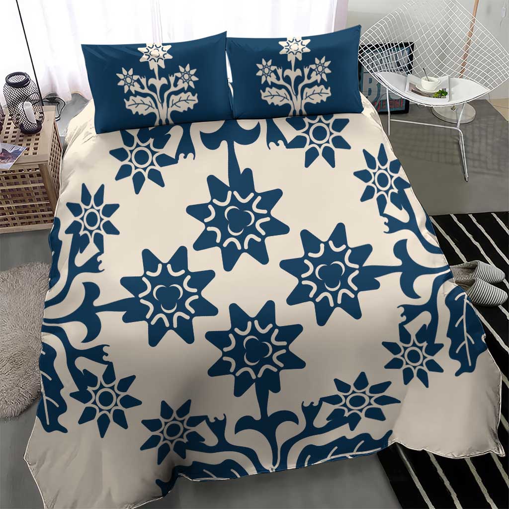 Cook Islands Navy Blue Tivaevae Bedding Set - Polynesian Pride