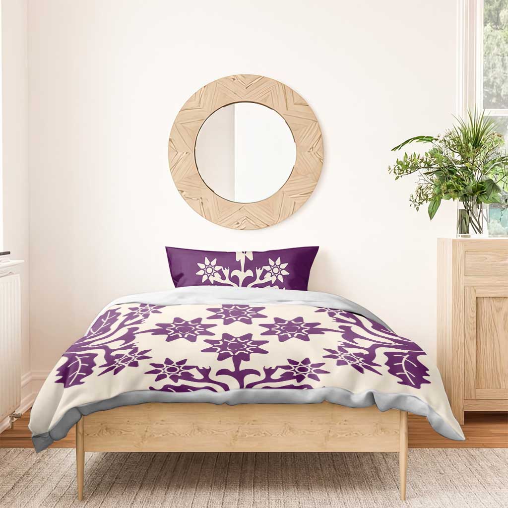 Cook Islands Purple Tivaevae Bedding Set - Polynesian Pride