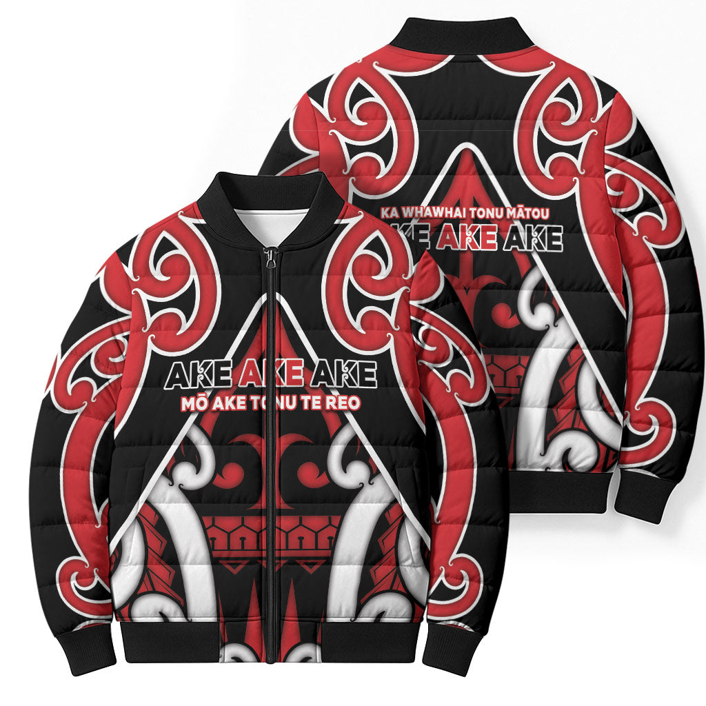 New Zealand Maori Language Week Bomber Puffer Jacket Mo Ake Tonu Te Reo
