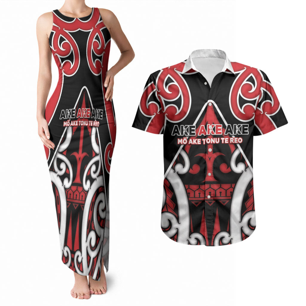 New Zealand Maori Language Week Couples Matching Tank Maxi Dress and Hawaiian Shirt Mo Ake Tonu Te Reo