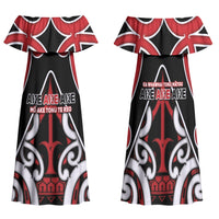 New Zealand Maori Language Week Family Matching Off Shoulder Maxi Dress and Hawaiian Shirt Mo Ake Tonu Te Reo