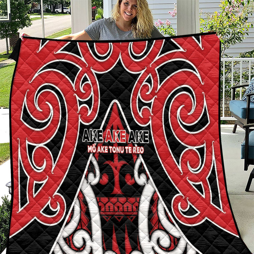 New Zealand Maori Language Week Quilt Mo Ake Tonu Te Reo LT05 Black - Polynesian Pride