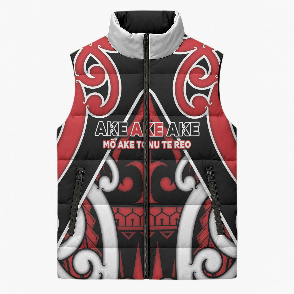 New Zealand Maori Language Week Sleeveless Puffer Jacket Mo Ake Tonu Te Reo LT05 Unisex Black - Polynesian Pride
