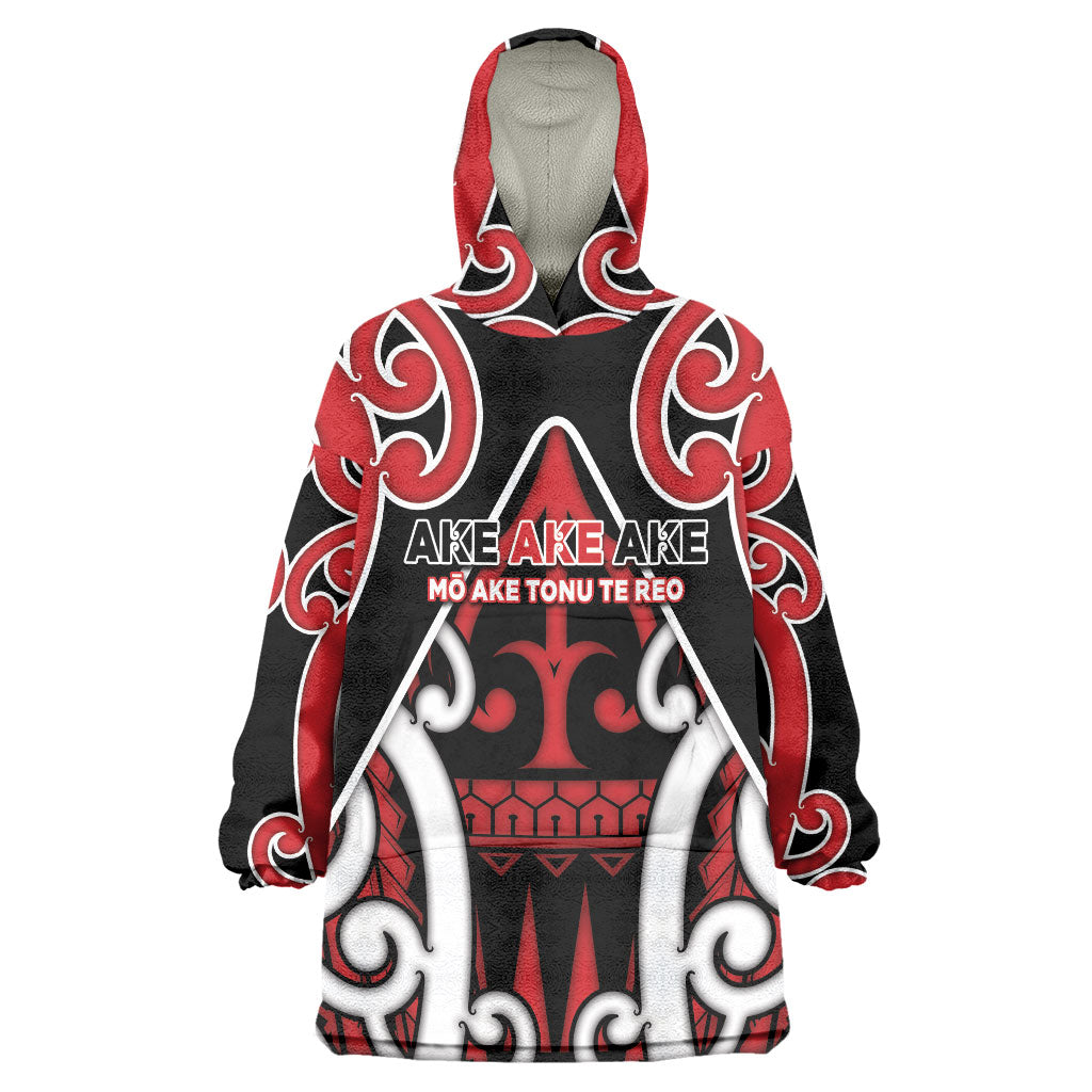 New Zealand Maori Language Week Wearable Blanket Hoodie Mo Ake Tonu Te Reo LT05 One Size Black - Polynesian Pride