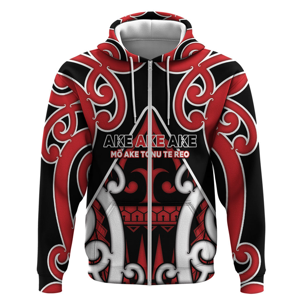 New Zealand Maori Language Week Zip Hoodie Mo Ake Tonu Te Reo LT05 Zip Hoodie Black - Polynesian Pride