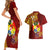 Personalized Tonga Eua Couples Matching Short Sleeve Bodycon Dress and Hawaiian Shirt Maroon Shining Parrot Coat Of Arms With Ngatu Pattern LT05 - Polynesian Pride