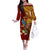 Personalized Tonga Eua Off The Shoulder Long Sleeve Dress Maroon Shining Parrot Coat Of Arms With Ngatu Pattern LT05 Women Red - Polynesian Pride